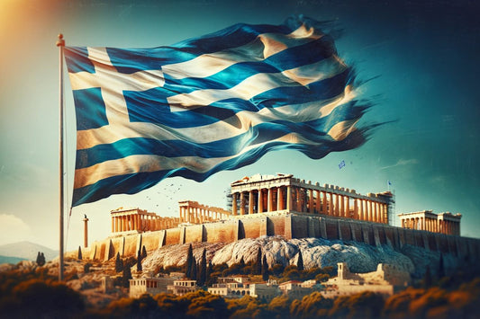 Det greske flagget på Akropolis
