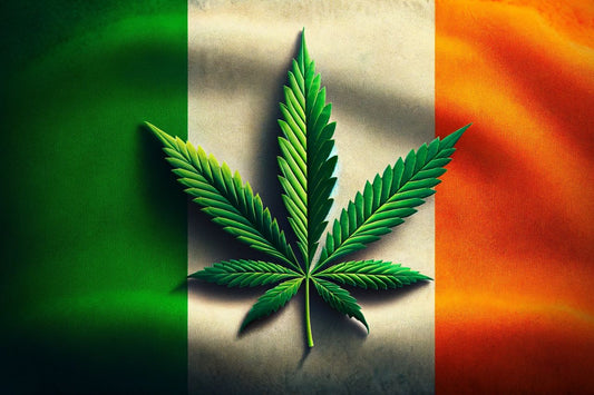 Irsk flagg og et cannabisblad