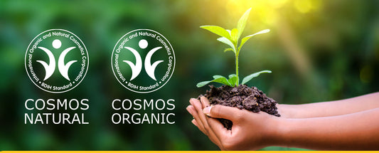to logoer for COSMOS økologisk sertifisering for kosmetikk