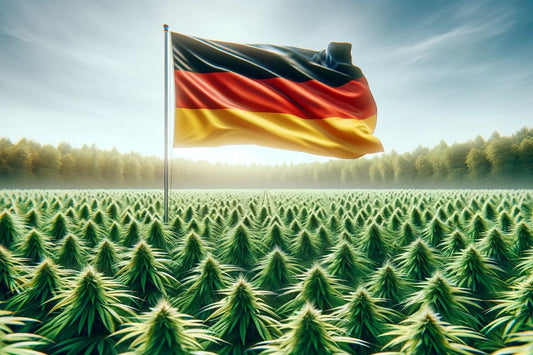 Tysk flagg på cannabisfeltet