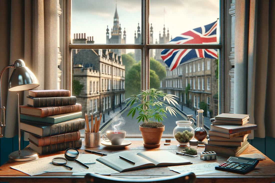 Vifter med Storbritannias flagg utenfor vinduet