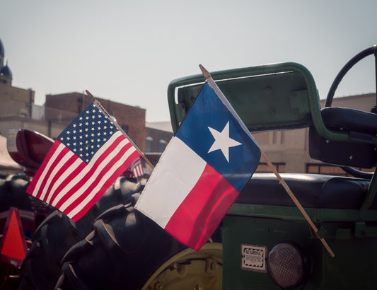 Amerikansk og texansk flagg