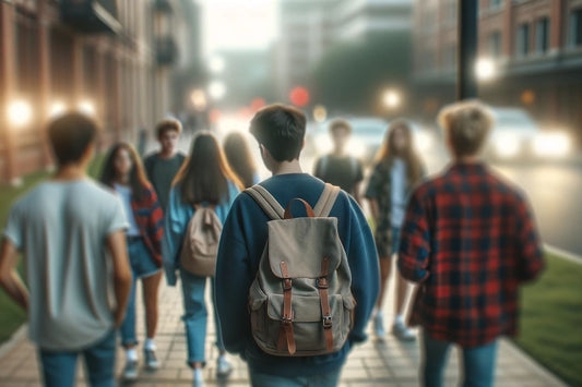 En gruppe tenåringer på spasertur