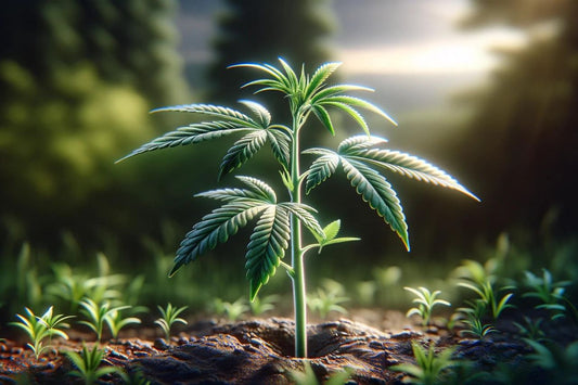 Tidlig stadium av en voksende cannabisplante