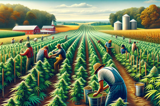 Et maleri av en cannabisfarm