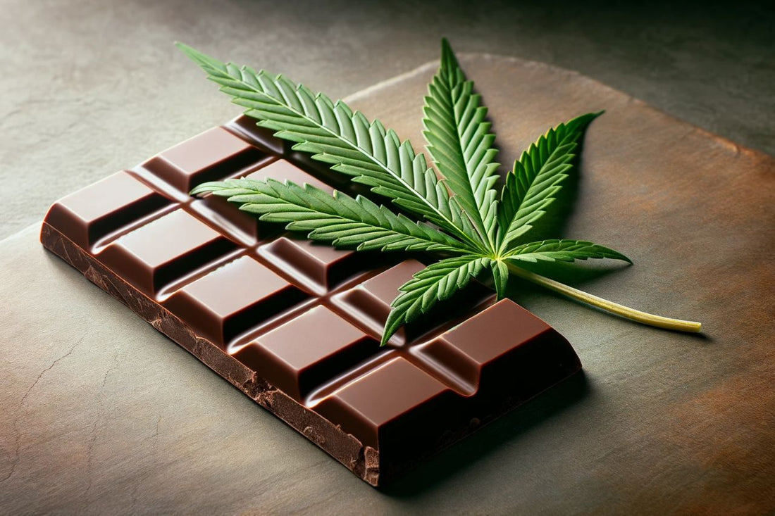 Sjokoladebar og cannabisblad