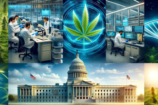 Forskere og et cannabisblad
