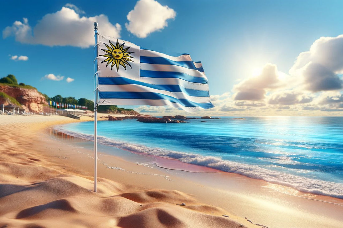 Vifter med Uruguays flagg
