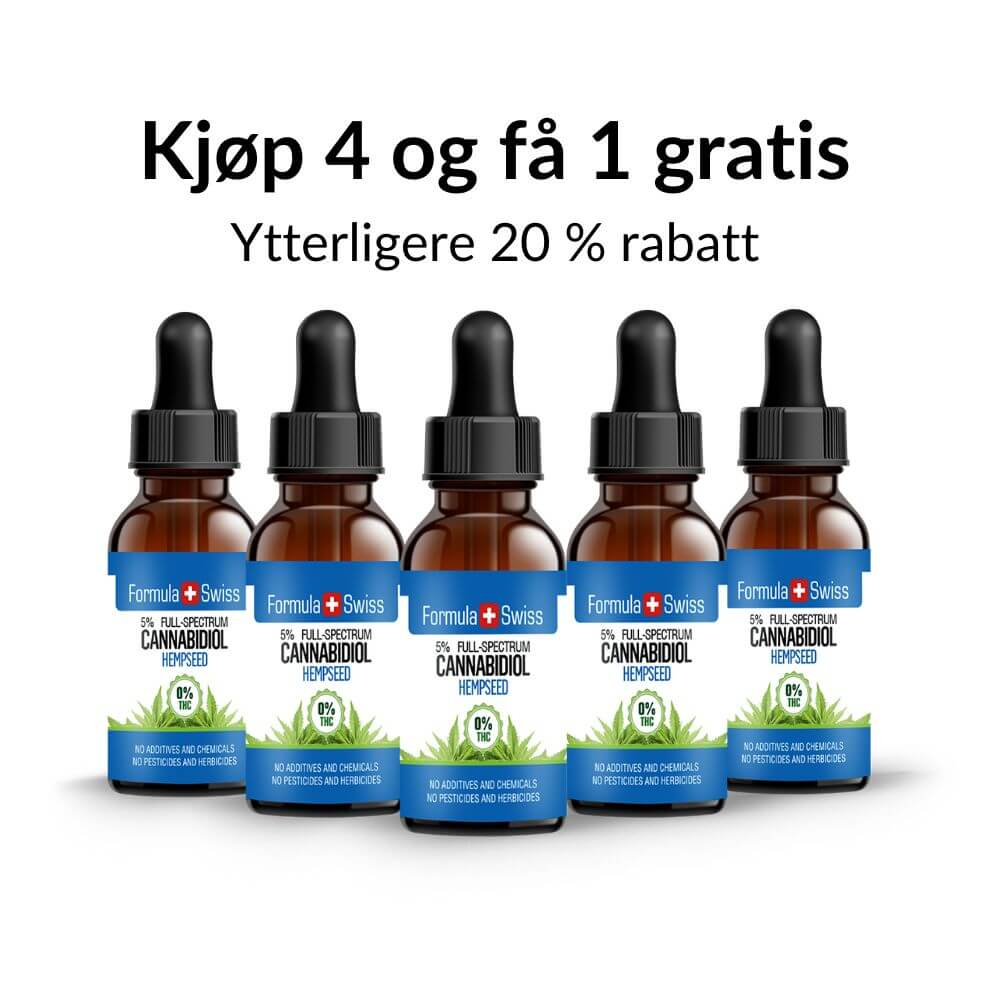 5 for 4 CBD-oljer i en pakke med hampfrøolje