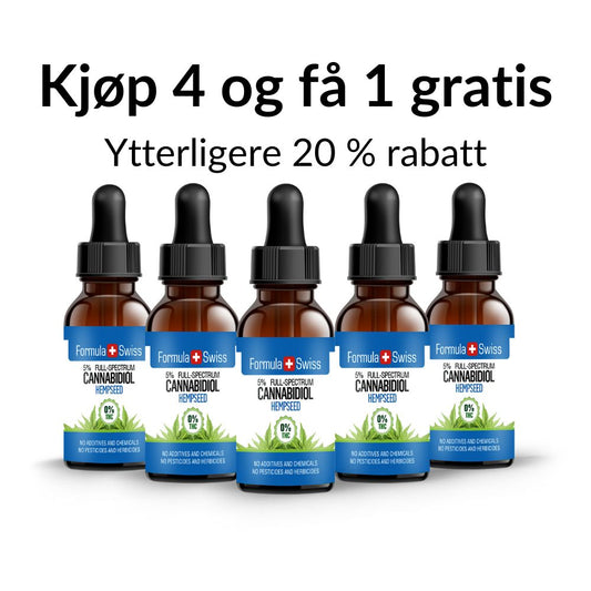 5-for-4 CBD oljer i Hampfrøolje (Spar 20% ekstra)