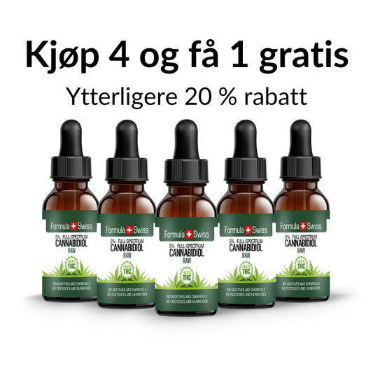 5-for-4 RAW CBD oljer i Hampfrøolje (Spar 20% ekstra)