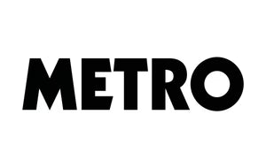 Metro-avisens logo med svarte blokkbokstaver på hvit bakgrunn.